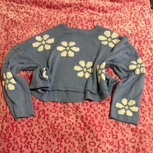 moon & madison Blue and Cream Floral Sweatshirt